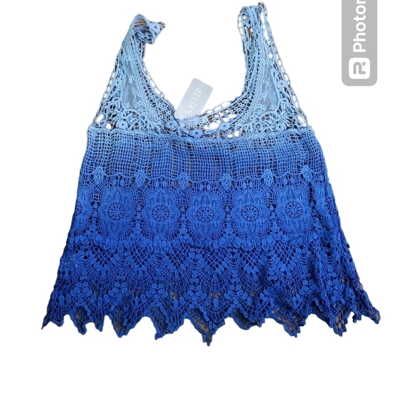 💕Delia's‎ knit/crochet crop tank top Womens Size S New - Picture 4 of 5